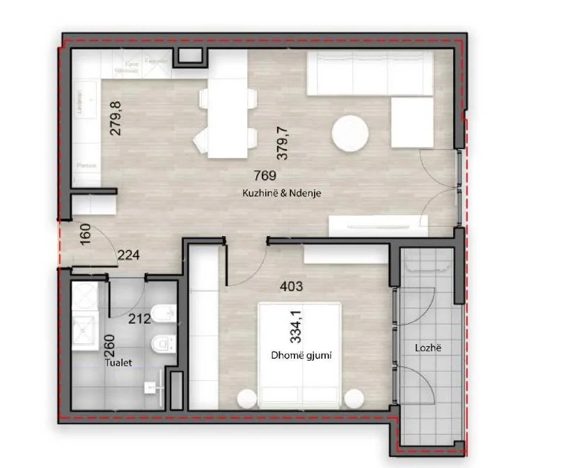 Tirane, shitet apartament 1+1 Kati 5, 80 m² 126.944 € (Porcelan)