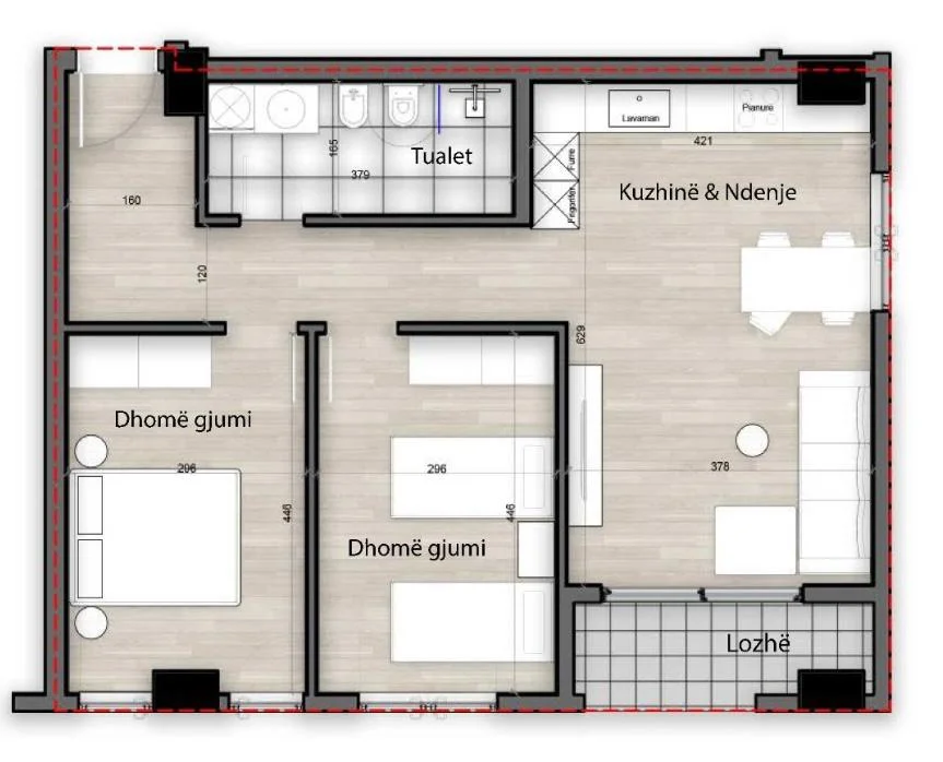 Tirane, shitet apartament 2+1 Kati 4, 105 m² 179.424 € (Porcelan)