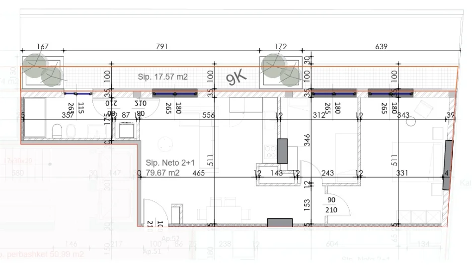 Tirane, shitet apartament 2+1+Ballkon Kati 9, 97 m² 190.000 € (Ish Fusha e Aviacionit)