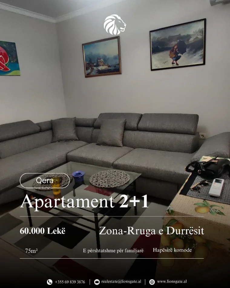 Tirane, jap me qera apartament 2+1 , 75 m² 600 € 