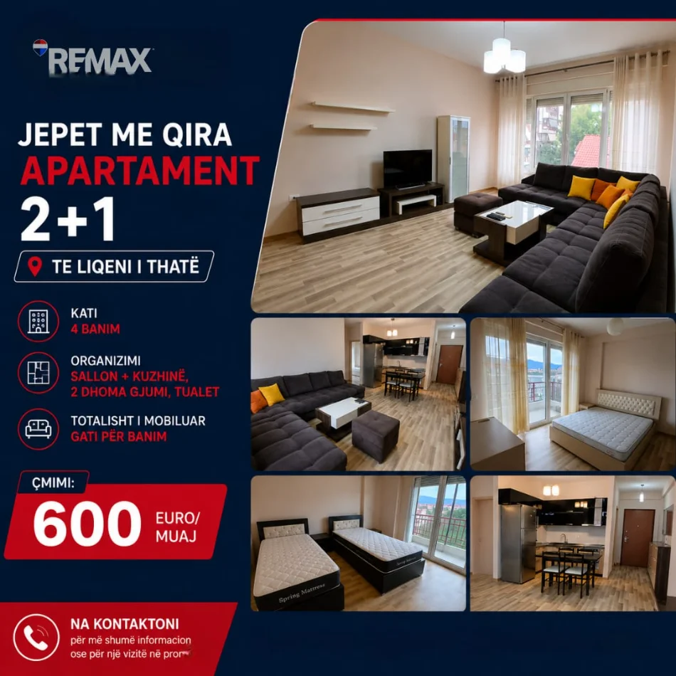 jepet me qira apartament 2+1 te Liqeni i Thatë