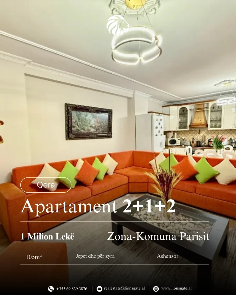 Tirane, jap me qera apartament 2+1+Aneks+Ballkon , 105 m² 1.000 € 