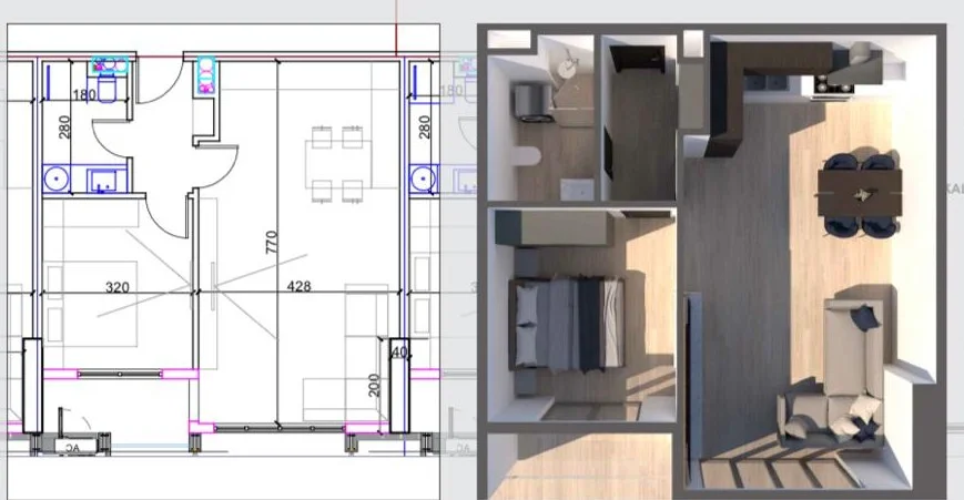 Tirane, shitet apartament 1+1 Kati 3, 65 m² 215.500 € (united towers)