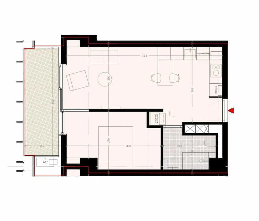 Tirane, shes apartament 1+1+Ballkon Kati 2, 65 m² 105.200 € (kthesa e kamezes)