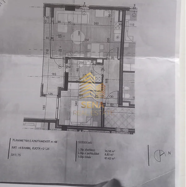 Tirane, shitet apartament 1+1+Ballkon Kati 6, 66 m² 115.000 € (Ish Fusha e Aviacionit)