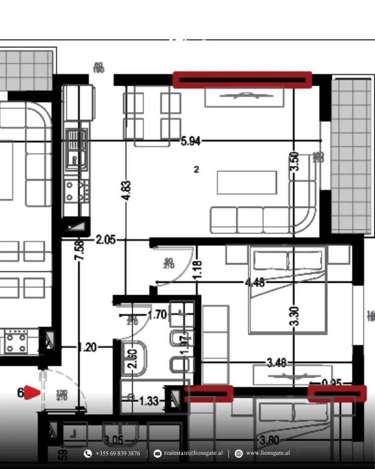 Durres, shes apartament 1+1 , 63 m² 71.000 € 