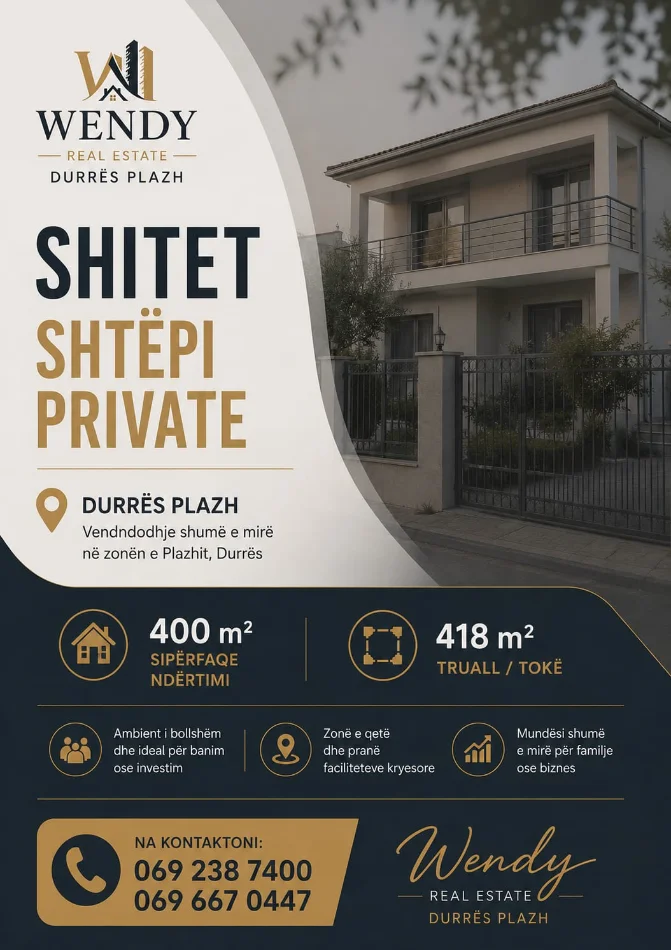 Durres, shes shtepi Vile 2 Katshe Kati 2, 400 m² 376.000 € 
