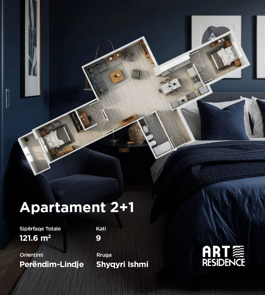 Tirane, shes apartament 2+1 Kati 9, 122 m² 316.000 € 