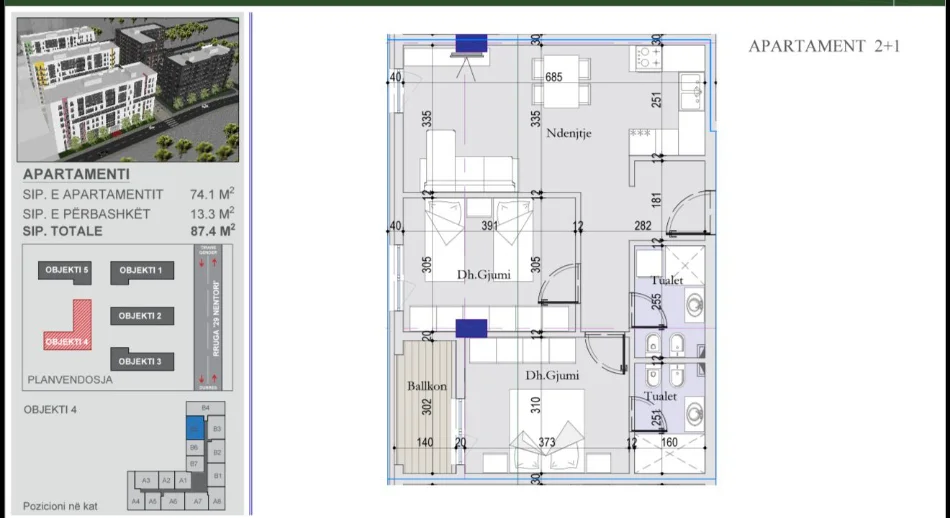 Tirane, shitet apartament 2+1 , 90 m² 123.000 € (TIRANA ENTRY)
