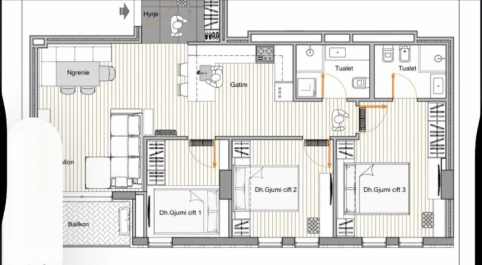 Tirane, shitet apartament 3+1 Kati 2, 111 m² 130.000 € (Univers City)