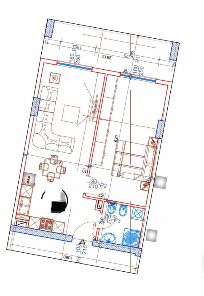 Tirane, shes apartament 1+1+Ballkon Kati 3, 81 m² 97.600 € (paskuqan)