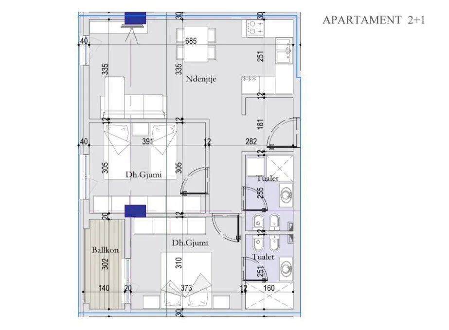 Tirane, shitet apartament 2+1+Ballkon Kati 5, 88 m² 122.360 € (Tirana Entry 2)