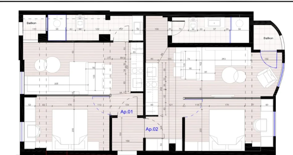 Tirane, jepet me qera apartament 2+1 Kati 2, 85 m² 1.300 € 