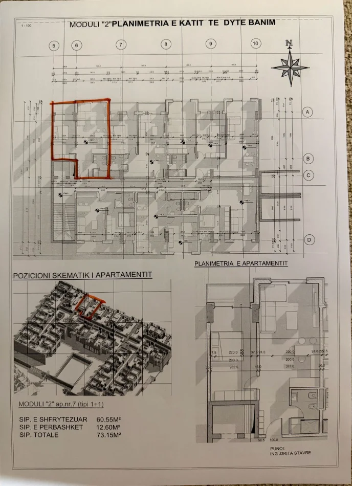 Golem, shitet apartament 1+1+Ballkon Kati 2, 73 m² 
