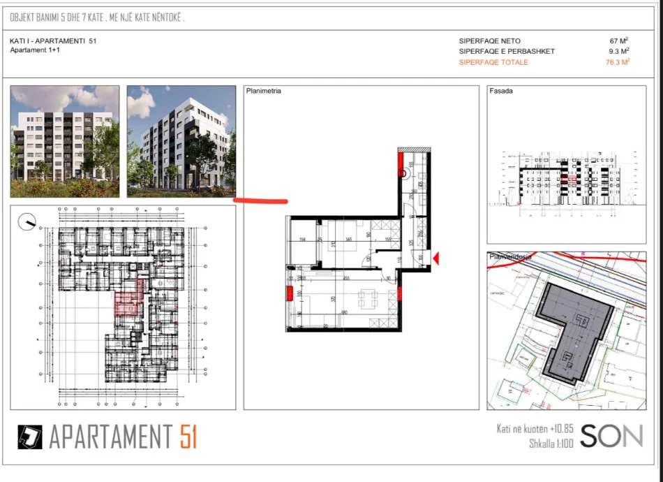 Tirane, shitet apartament 1+1+Ballkon Kati 3, 76 m² 91.560 € (Paskuqan)