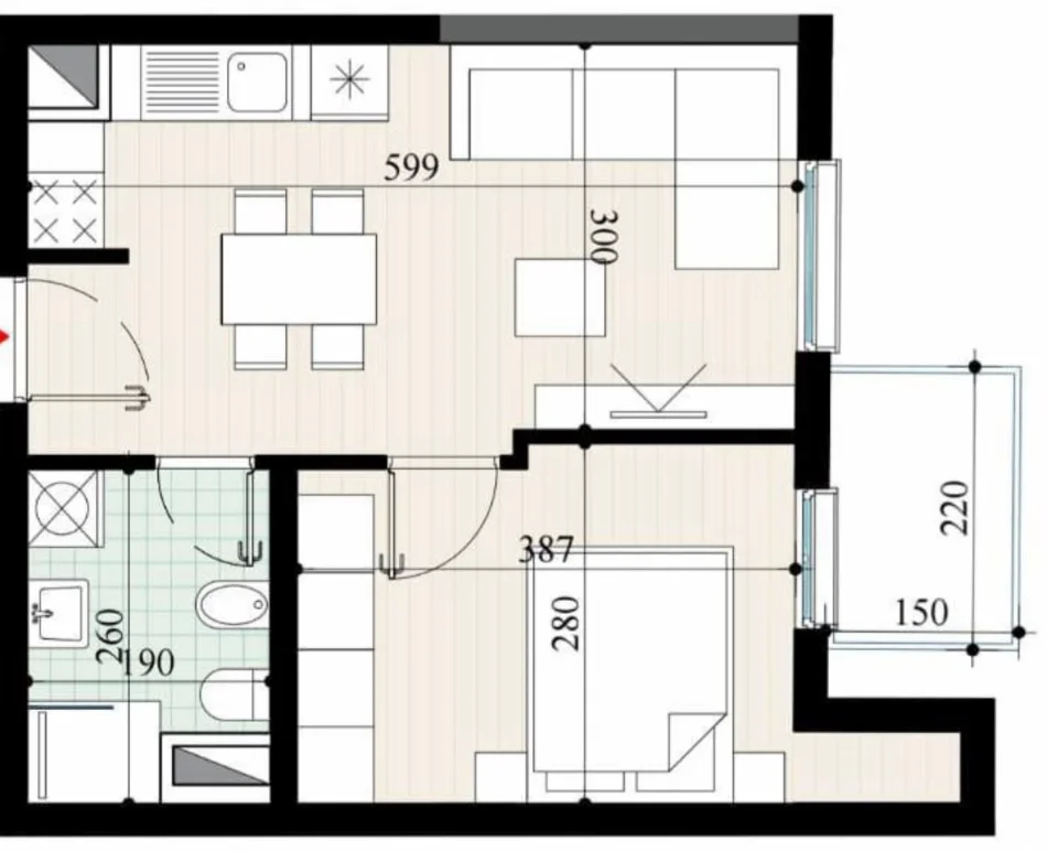 Durres, shitet apartament 1+1 Kati 2, 49 m² 87.000 € 
