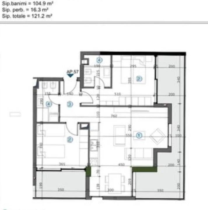 Tirane, shitet apartament 2+1 Kati 1, 121 m² 151.500 € (Astir)