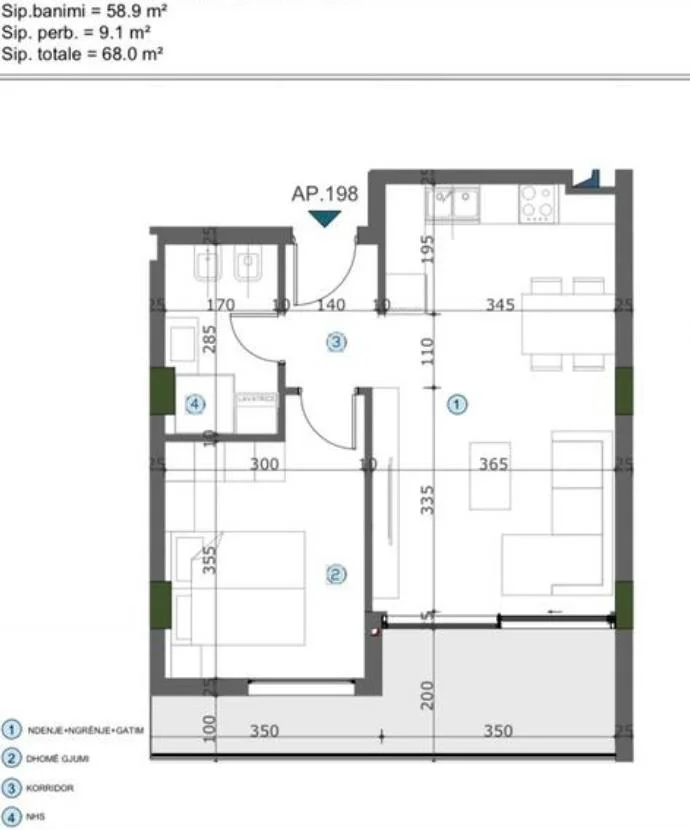 Tirane, shitet apartament 1+1 Kati 9, 68 m² 85.000 € (Astir)