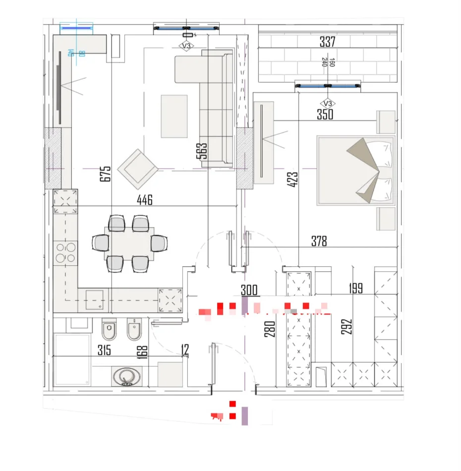Tirane, shes apartament 1+1+Ballkon Kati 5, 86 m² 112.200 € (paskuqan)