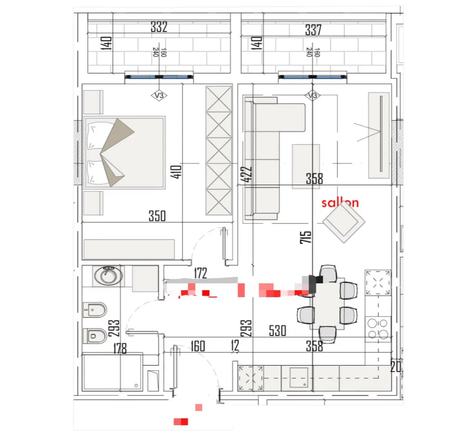 Tirane, shes apartament 1+1+Ballkon Kati 5, 76 m² 98.500 € (paskuqan)
