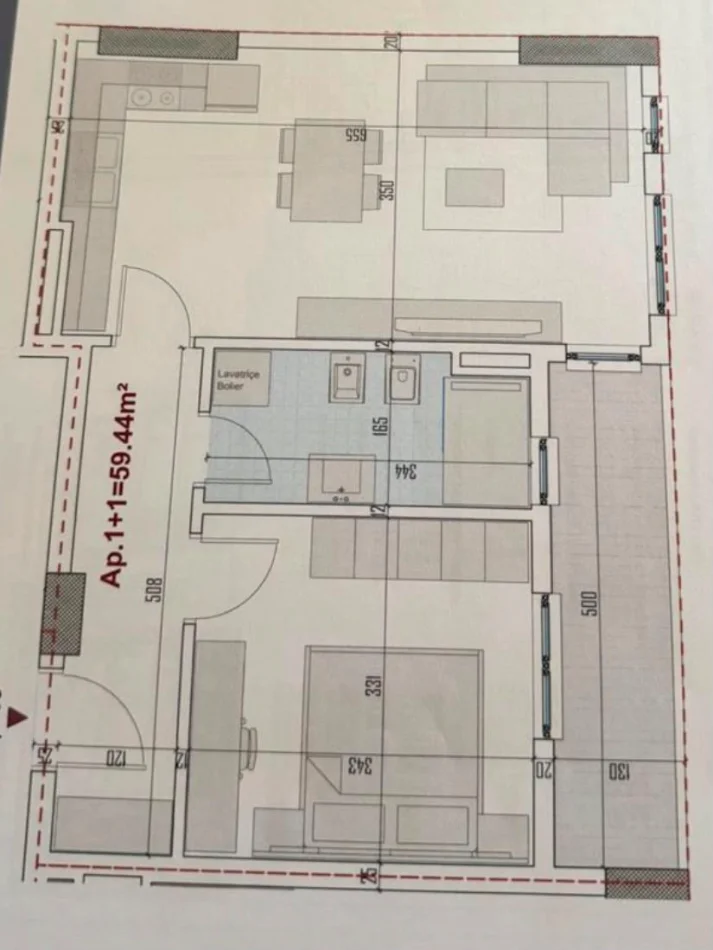 Tirane, shitet apartament 1+1+Ballkon Kati 5, 68 m² (Ringside Residence Paskuqan)