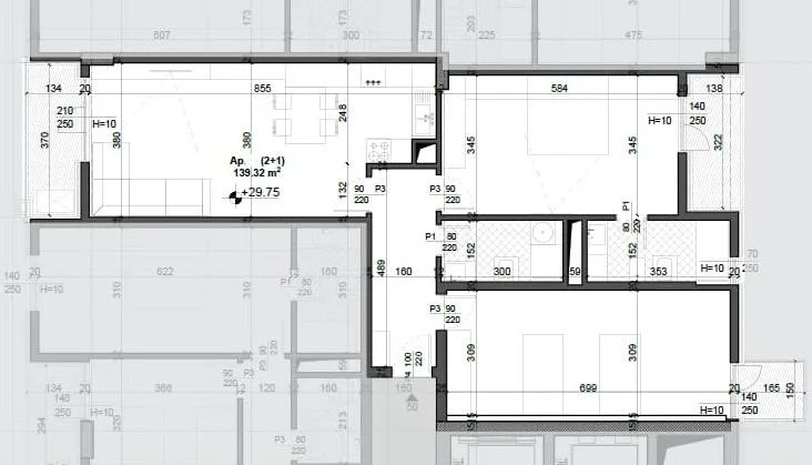 Tirane, shitet apartament 2+1 Kati 8, 139 m² 