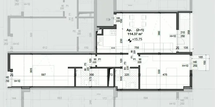 Tirane, shitet apartament 2+1 Kati 4, 114 m² 