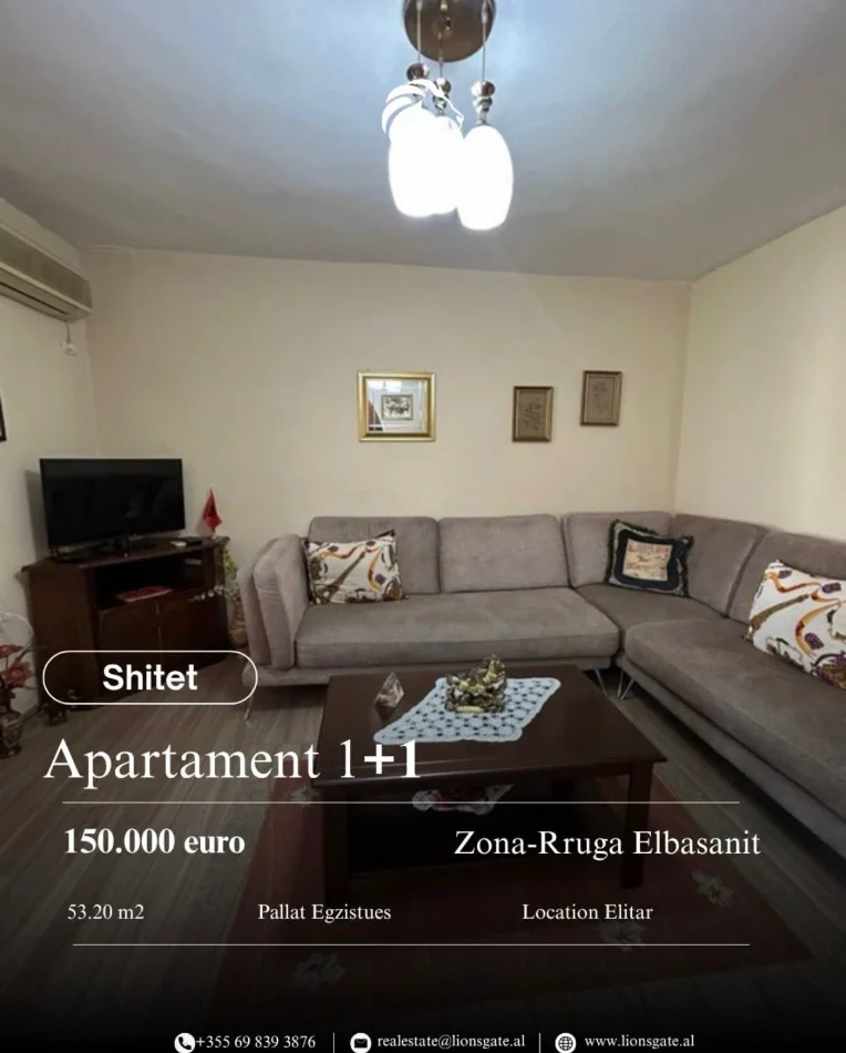 Tirane, shitet apartament 1+1 , 150.000 € 
