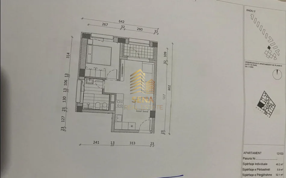 Tirane, shitet apartament 1+1+Ballkon Kati 1, 50 m² 80.800 € (Ali Demi, Rezidenca Kadiu)