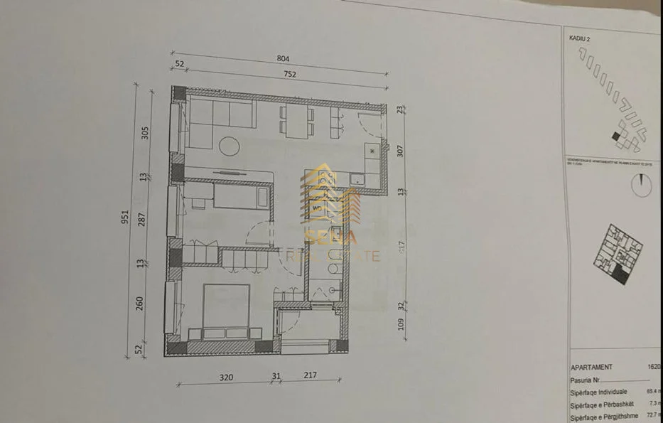 Tirane, shitet apartament 2+1+Ballkon Kati 2, 72 m² 116.300 € (Ali Demi, Rezidenca Kadiu)