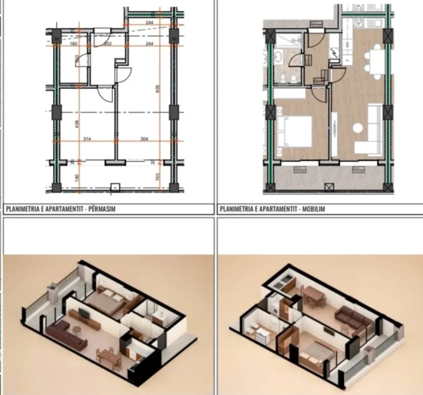 Durres, shitet apartament 1+1 Kati 3, 72 m² (Mali i Robit)