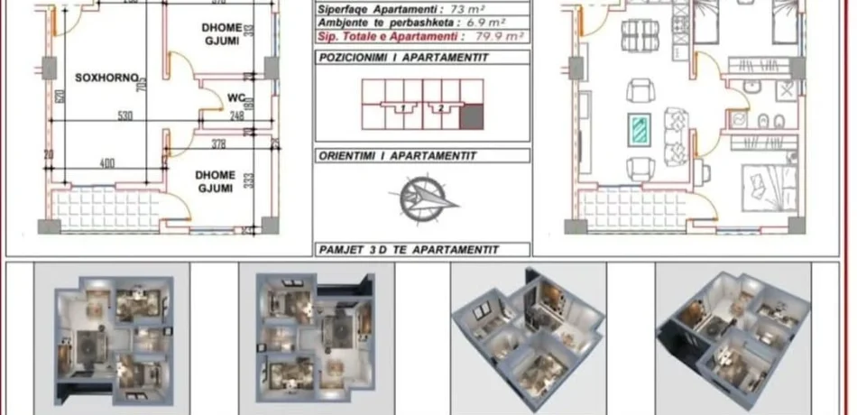 Durres, shes apartament 2+1+Ballkon Kati 2, 80 m² 95.000 € 