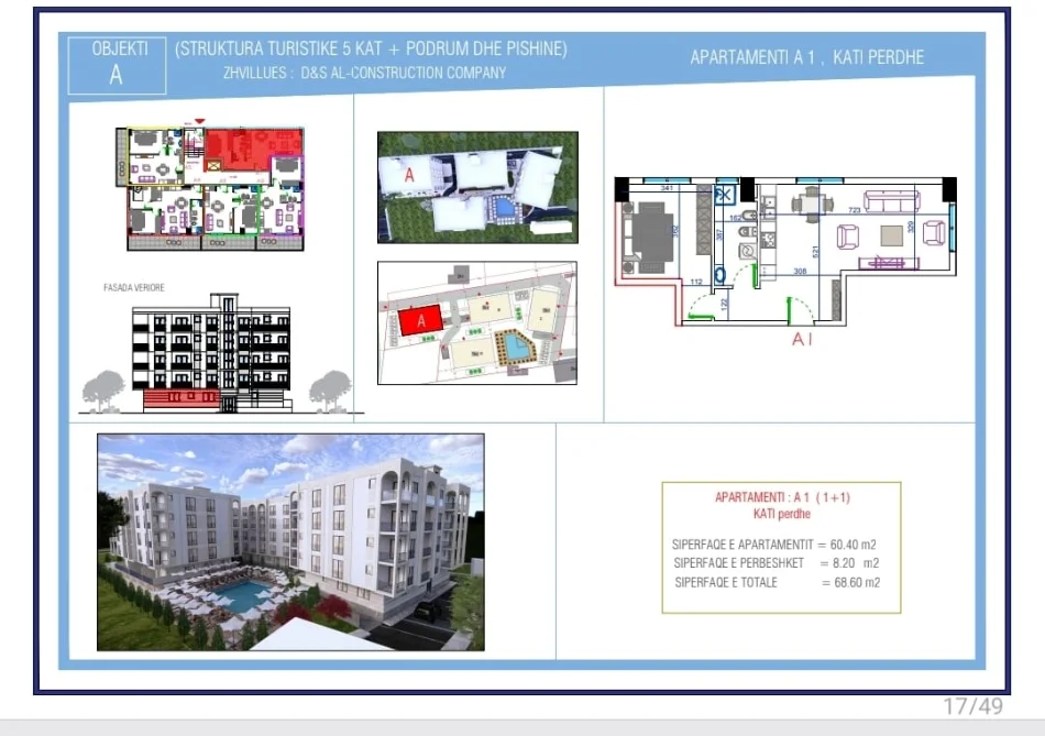 Durres, shitet apartament 1+1 Kati 0, 68 m² 89.000 € (Durres Golem)