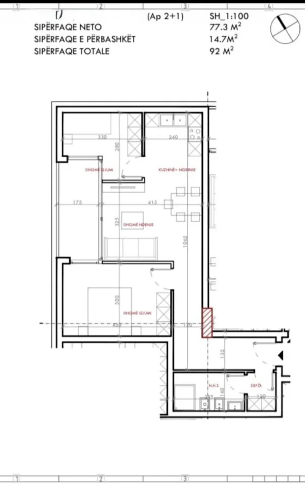 Tirane, shitet apartament 2+1+Ballkon Kati 8, 92 m² 96.600 € (Astir)