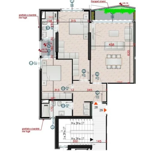 Tirane, shitet apartament 2+1+Aneks+Ballkon Kati 12, 113 m² 505.170 € (komuna e parisit)
