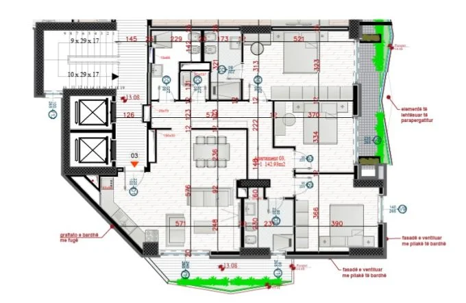 Tirane, shitet apartament 3+1+Aneks+Ballkon Kati 3, 161 m² 643.160 € (liqeni artificial , rruga e kosovareve)