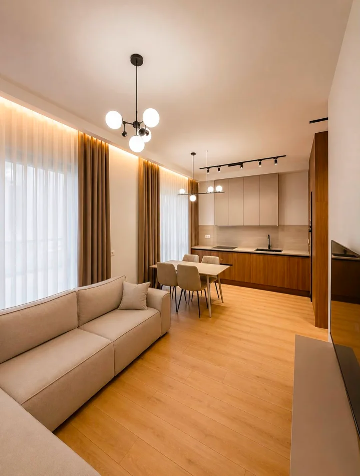 Tirane, jepet me qera apartament 1+1 Kati 6, 55 m² 550 € (Ali Demi, Kompleksi Kadiu)
