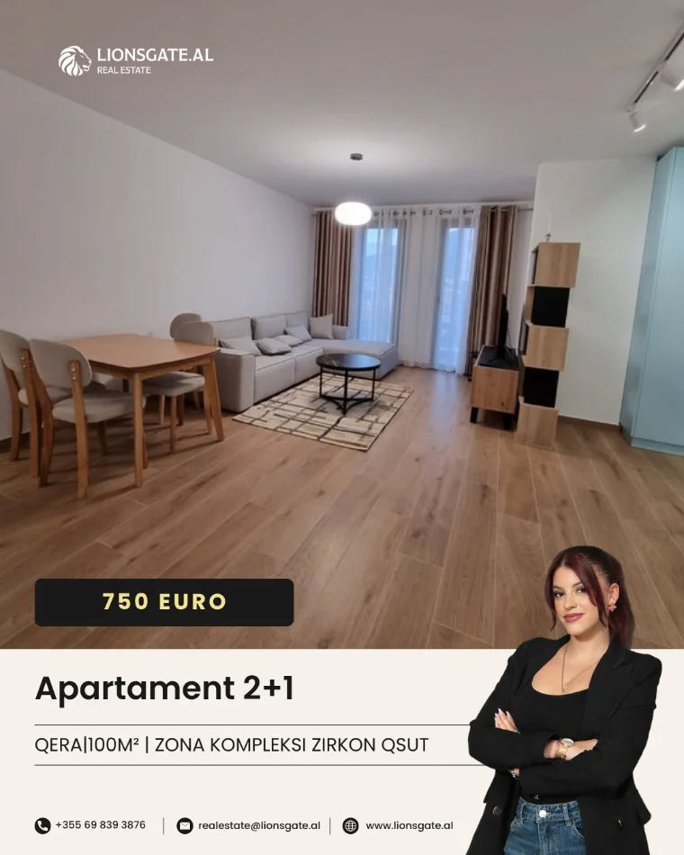 Tirane, jap me qera apartament 2+1+Ballkon , 100 m² 750 € 
