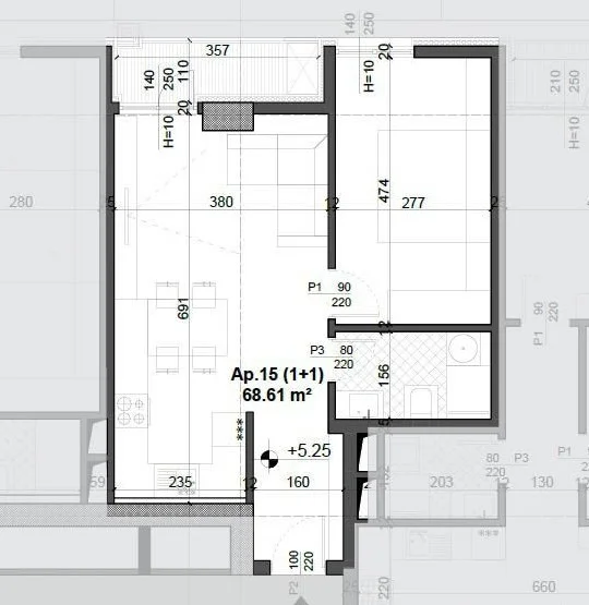 Tirane, shitet apartament 1+1+Aneks+Ballkon Kati 2, 69 m² 106.100 € (ish fusha e aviacionit)