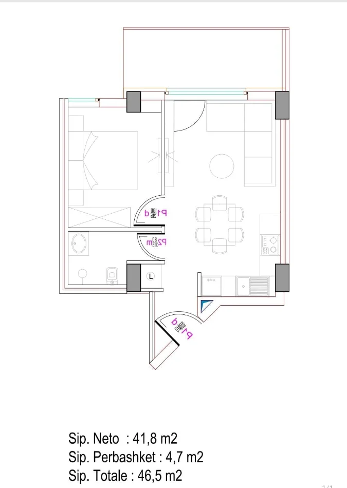 Tirane, shitet apartament 1+1+Aneks+Ballkon Kati 10, 46 m² 135.000 € (Rruga e Kavajes)