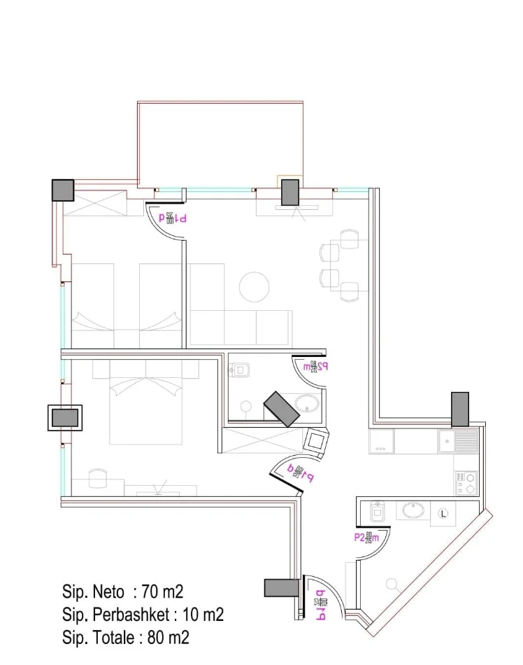 Tirane, shitet apartament 2+1+Aneks+Ballkon Kati 10, 80 m² 225.000 € (ish parku i autobusave)