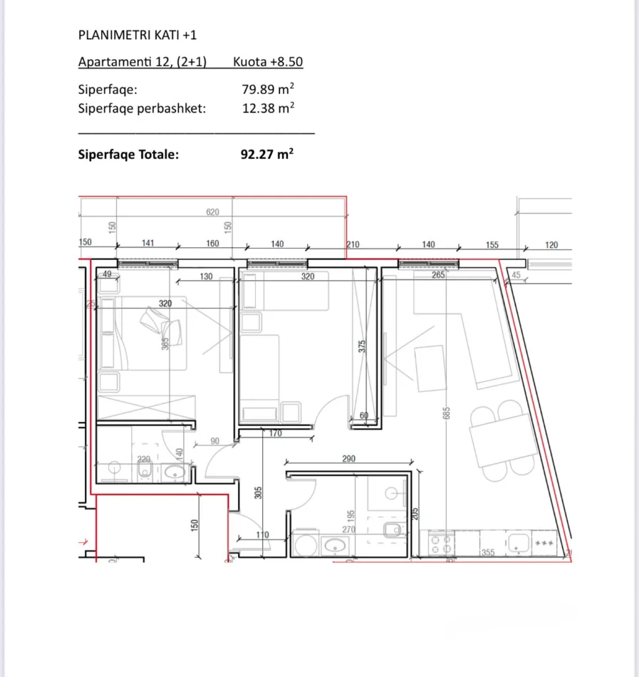 Tirane, shitet apartament 2+1 Kati 1, 93 m² 167.000 € (Sauk i Ri)