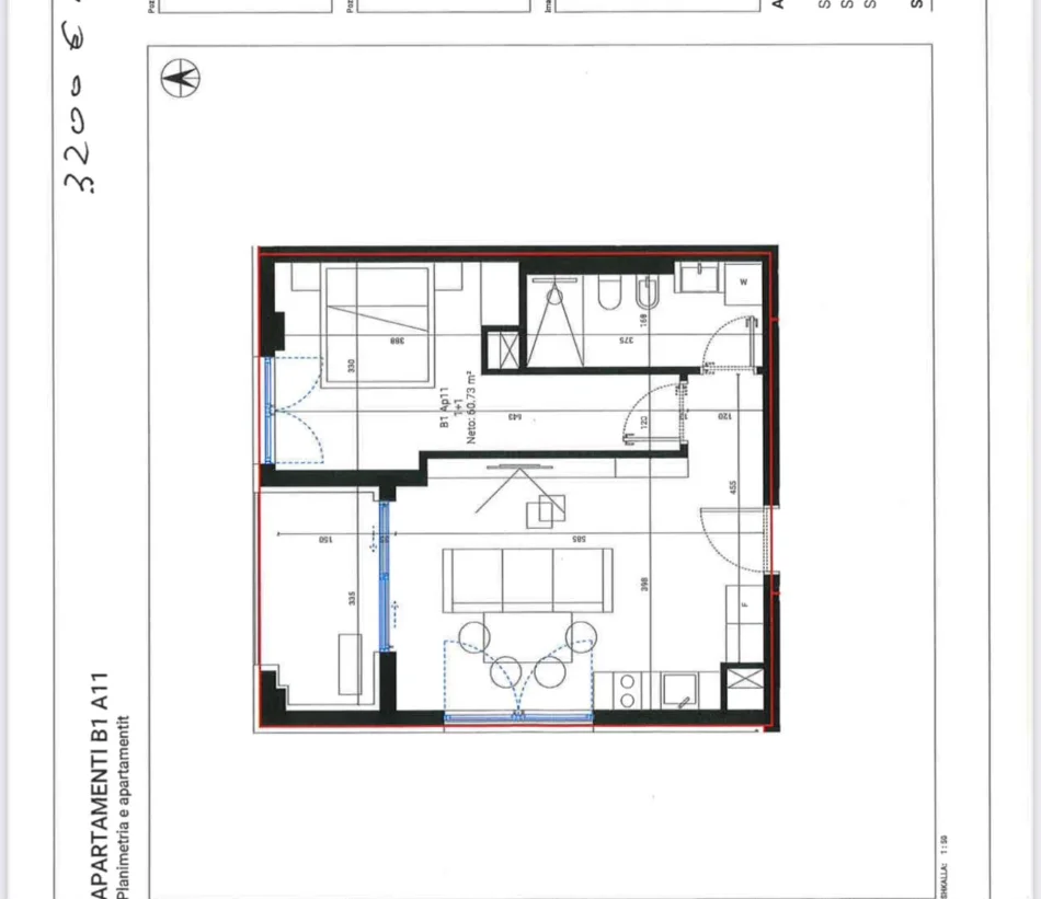Dhermi - Palase, shitet apartament 1+1+Aneks+Ballkon , 71 m² 177.500 € (dhermi , palase)