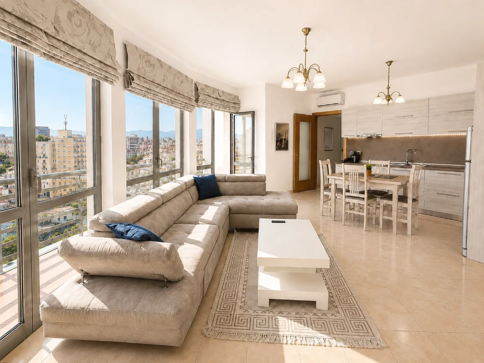 Tirane, jepet me qera apartament 2+1+Aneks+Ballkon Kati 8, 850 € (rruga mine peza)