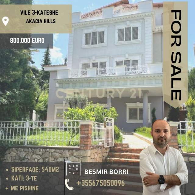 Tirane, shitet Vile 3+1 Kati 3, 540 m² 800.000 Euro (Akacia Hills)