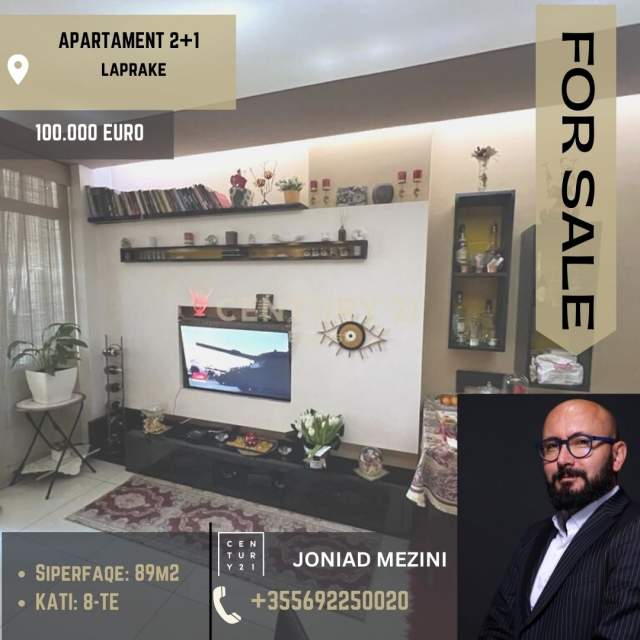 Tirane, shitet apartament 2+1+BLK Kati 8, 89 m² 100.000 Euro (Laprake)
