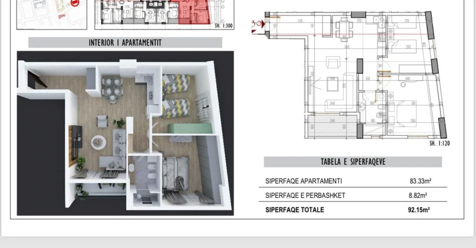 Tirane, shitet apartament 2+1 Kati 5, 92 m² 240.000 € (Fillimi i Bulevardit te Ri)