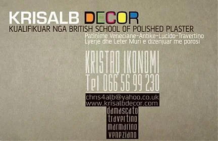 KRISALB DEKOR - Specializim Britanik ne Patinime, Stuko veneciane, Lyerje, Leter Murale,