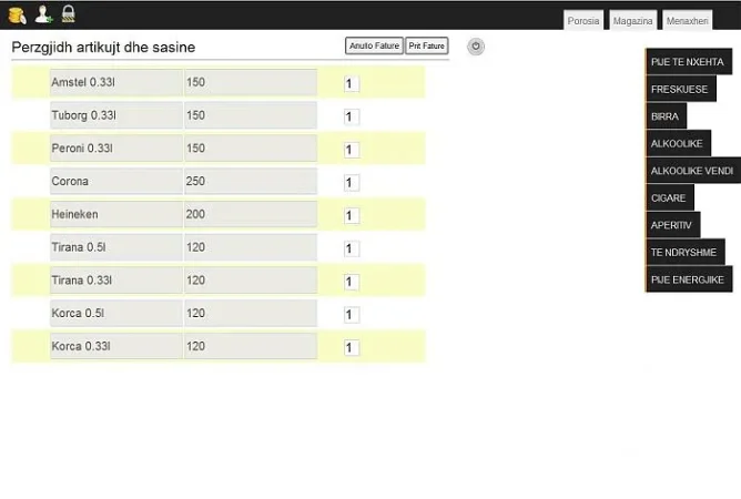 Tirane, - Program per menaxhim dhe mbajtje inventari per bare e dyqan