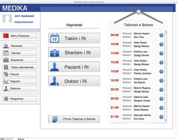 Tirane, - Program mjekesor per klinika mjekesore (dentare)